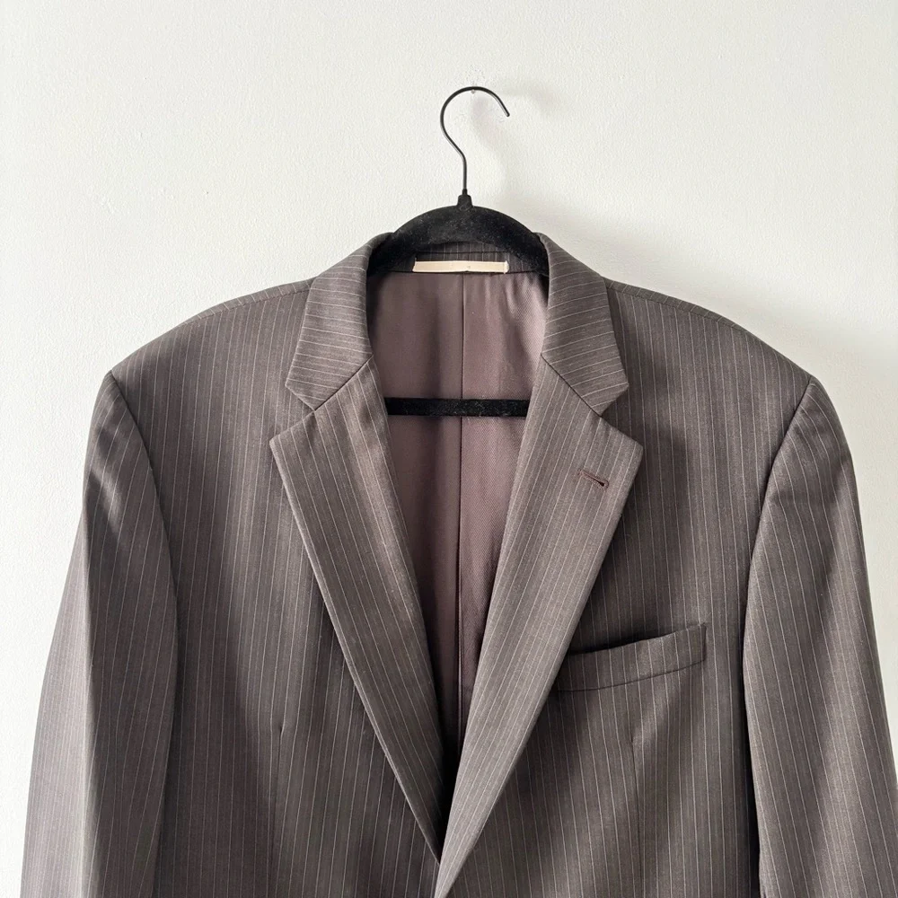 Burberry Men’s Vintage Wool Kensington Blazer Suit Jacket Pinstripe Button Front
